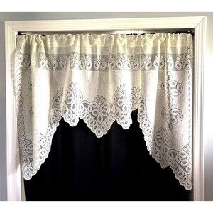 Elegant Cream Lace Curtain Swag 34"L x 60"W